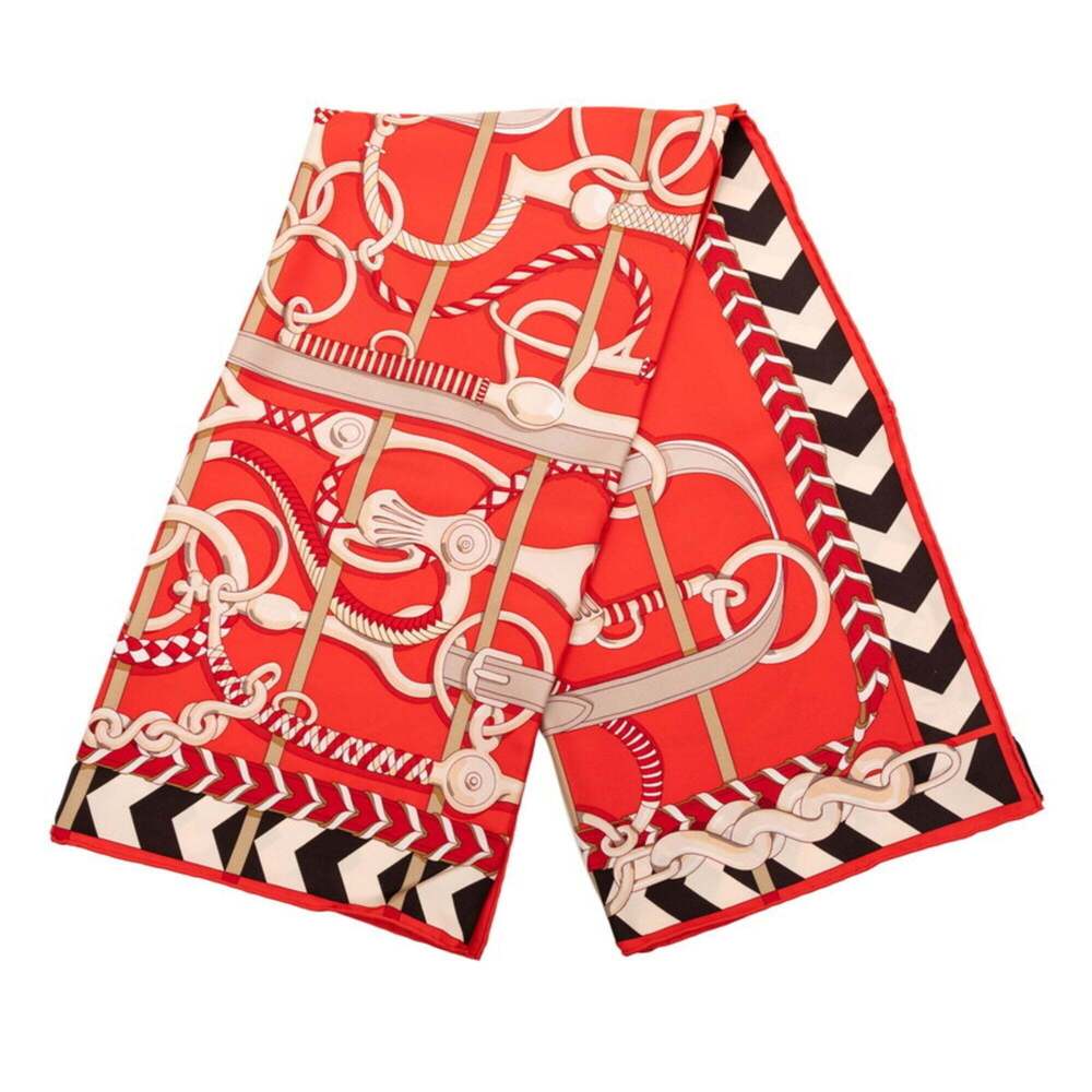 HERMES Authentic Red Silk Scarf - Picture 2 of 7